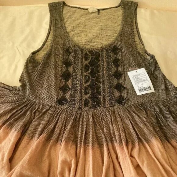 Akemi Kin Anthropologie Suva Swing Brown Orange Ombré Ruffles Cotton Tank Top M - Picture 2 of 11